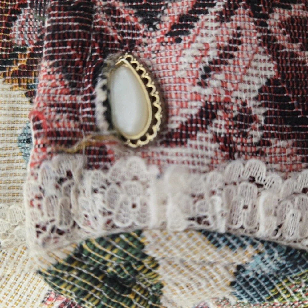 Vintage Tapestry Vest Charm Buttons Artsy Boho Cottage Core Chic | Women's Large